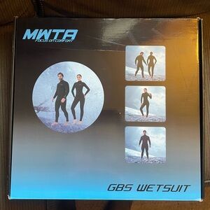 MWTA Wetsuit W/Chest Zip, GBS Seams, 3/2 Neoprene Full Body (Black) NWT Mens L